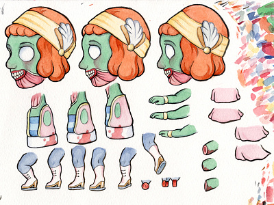 Zombie Girl Character Design character design concept art design for animation game girl illustration watercolors zombie