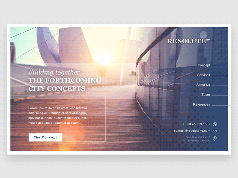 forthcoming city concepts animation city concept consulting full screen sunset ui ux web