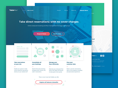 TableRes b2b booking business dashboard hotel icons landing page management restaurant saas ui ux