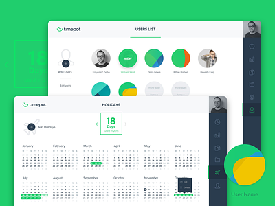 Users & Holidays holidays saas startup time tracking ui users ux