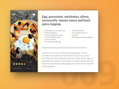 Day 9 - Recipe Card 100 day challenge challenge cook dailyui design jamie oliver minimal pizza recipe ui user interface