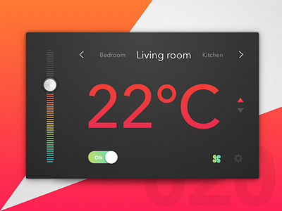 Day 20 - Thermostat 100 day challenge challenge control dailyui design heat panel thermostat ui user interface widget