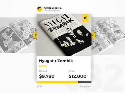 Day 32 - Crowdfunding Card 100 day challenge challenge clean comic crowdfunding dailyui design minimal ui user interface ux