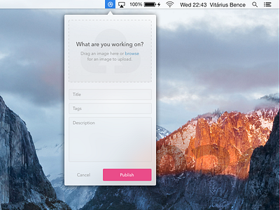 Day 36 - Dribbble Menu Bar Upload