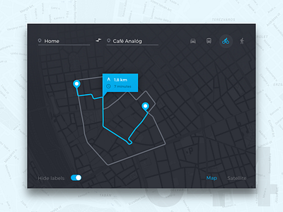 Day 44 - Simple Navigation Widget 100 day challenge challenge clean dailyui dark design gps map navigation ui user interface ux