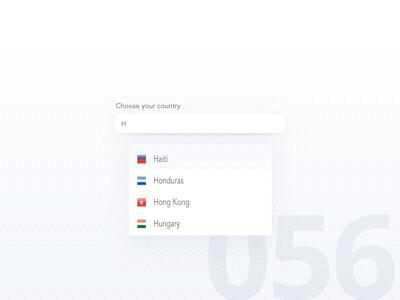 Day 56 - Country Selector 100 day challenge animation challenge dailyui design dropdown gif input principle ui user interface ux