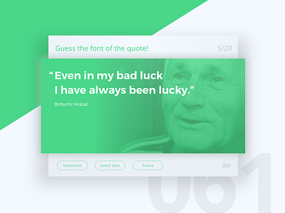Day 61 - What the font? 100 day challenge challenge dailyui design font hrabal literature quote ui user interface ux