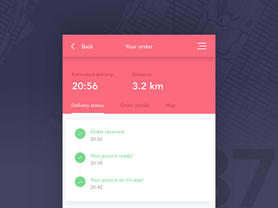 Day 87 - Delivery Status 100 day challenge challenge dailyui delivery design order pizza status ui user interface ux
