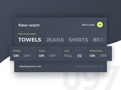 Day 97 - Washing Machine UI 100 day challenge challenge control dailyui design home ui user interface ux washing machine
