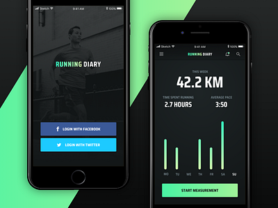 Running Diary App app challenge clean dark ios minimal nike run running sport stats ui