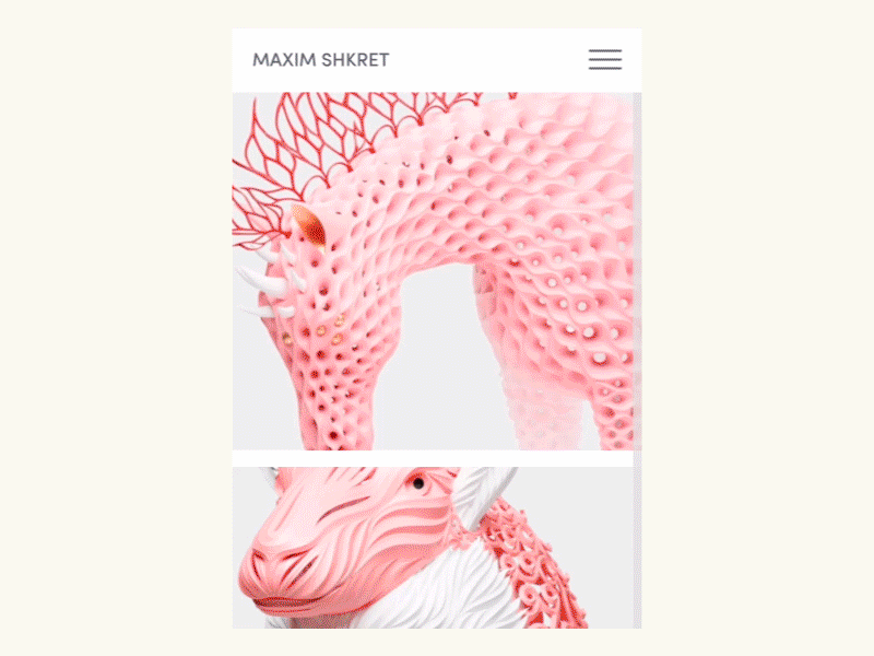 Max Shkret Website - Mobile Gallery animation code css css 3 design gallery html html 5 html css javascript mobile motion shader shaders ui ui animation web webgl website