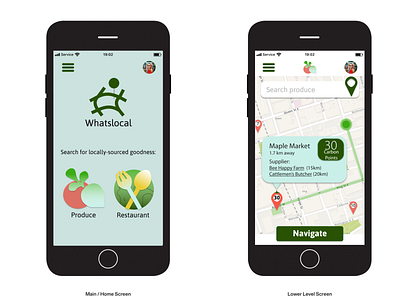 Whatslocal app branding farm food fresh local food locate map mobile natural