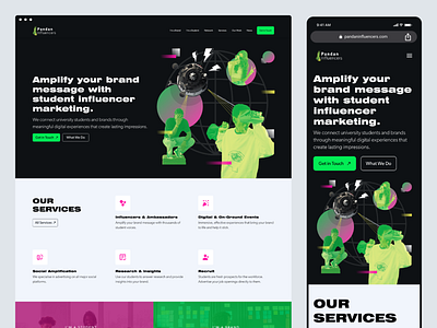 Pandan Influencers Website UI Design design design inspiration illustration mobile ui design ui uiux design web webdesigner