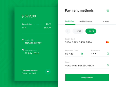 Payment Widget banking e commerce finance form pay payment widget