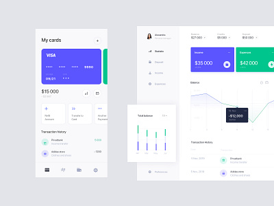 Online banking app banking dashboard data finance fintech ios layout mobile profile statistics ui wallet