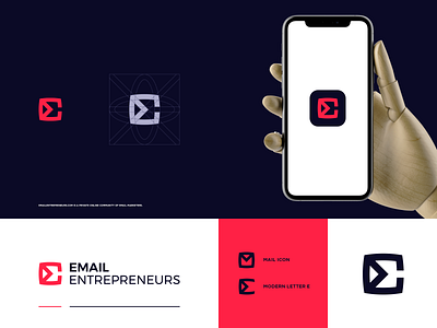 Email Entrepreneurs Logo Proposal app branding design e logo grid icon logo mail mark modern smart symbol ui