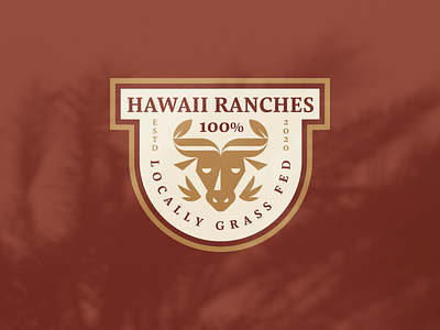 Hawaii Ranches badge (logo) animal badge beef branding bull cow eco hawaii horns illustration leaf logo mark natural nature ranch