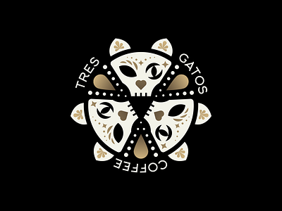 Tres Gatos Coffee (exploration) badge cat cats coffee day dead geometric logo mark mexico skull three tress