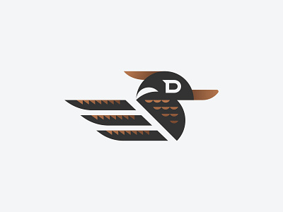 "D" for Duck animal bird duck geometric gradient hunting letter d logo mark minimal modern smart