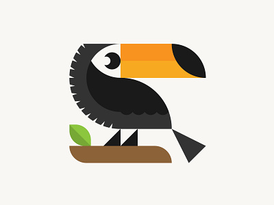 Toucan for "T" bird geometric geometry illustration leaf mark nature symbol toucan tropic tropical wildlife