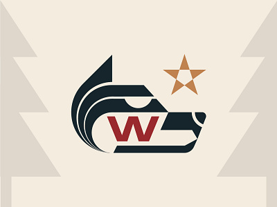 Wolf for "W" animal geometric geometry illustration letter w logo mark nature pine pine tree star symbol wild wolf