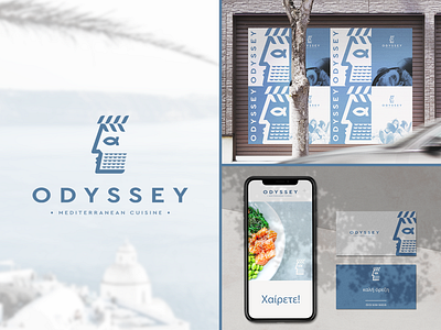 Odyssey Branding branding face fish geometric greek icon illustration kitchen logo mark mediterranean odyssey restaurant symbol