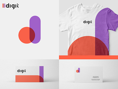 Digit branding branding business card design digital flat icon illustration logo merch merchandise overlay t shirt typogaphy