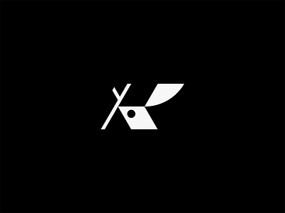 Letter K mark bird branch fly geometric icon letter letter k logo mark modern smart symbol