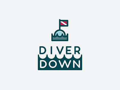 Diver Down logo diver diverdown flag sea water waves