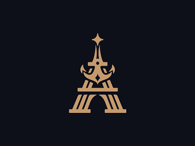 Eiffel tower and anchor anchor creative eiffeltower logo paris tower vector