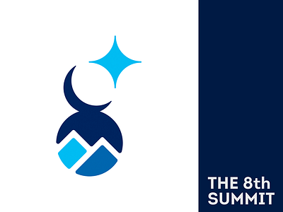 8th Summit branding clean eight logo mark modern moon mountain number star