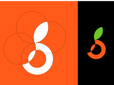 Orange icon design clean geometric grid letter logo minimal modern vector