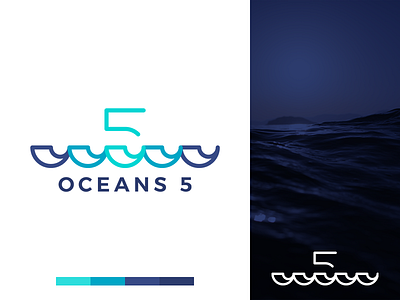 Oceans5 concept branding clean colorful design geometric logo logodesign minimal modern