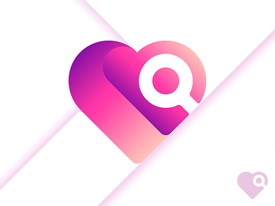 Dating logo idea branding bright clean design geometric heart icon logo love mark minimal modern search ui