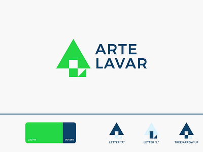 Arte Lavar Logo a logo arrow branding design geometric icon l logo logo logodesign mark minimal modern negative space tree up