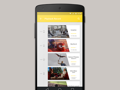 Playback Record android material media movie recent record time line tv drama ui