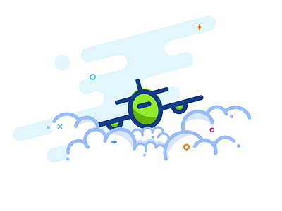 Rush out of clouds air aircraft airplane cloud fly graphic plane star