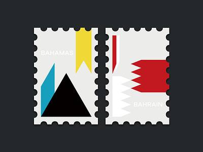 postage stamp #1 bahamas bahrain country flag geometric postage stamp