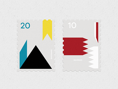 postage stamp #6 bahamas bahrain country flag geometric minimal national flag postage stamp