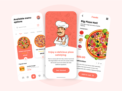 Mobile App Pizza Cooking app design food mobile ui ux