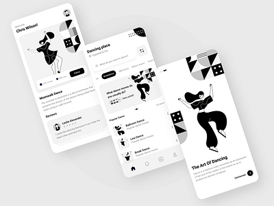 Mobile App Dance Colorless app colorless design illustration mobile ui ux