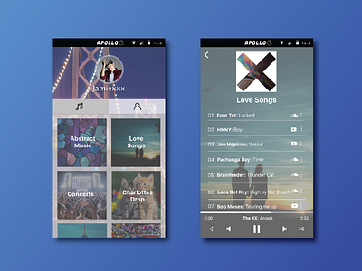 Apollo Music user experience ux visual design web design