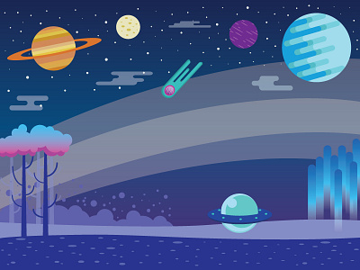 Outer Space design desktop graphic design illustrator planets space ufo vector art visual design wallpaper