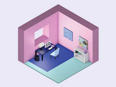 My Isometric Room 3d cinema 4d design graphic design vector art visual design