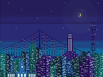 8 bit City city graphic design illustrator landscape vector