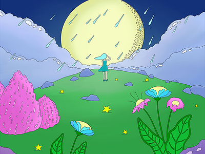 Finding a magical place design exploration flower illustration illustrator moon procreate procreate app wander wanderer wanderlust