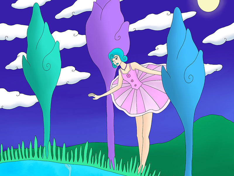Reflections design graphic design visual design girlillustration illustrator mydreamworld grass pond wanderlust wander wonder girl dream dreams imagination nature moon reflections