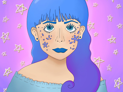 Looking at the Stars colors drawing illlustrator illustration illustration digital illustrator kawaii magic pastel photoshop portrait procreate shading star trippy