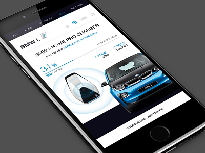 BMW I3 Control automotive black bmw car clean control doors iphone mobile ui unlock white