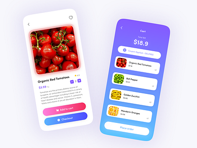 Grocery Ordering App - Concept UI by Autumn Design animation app branding clean design flat graphic design icon illustration illustrator logo minimal mobile typography ui ux vector web web design website